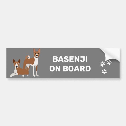 Autocollant De Voiture Basenji Hound À Bord Rouge Blanc (Devant)