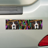 AUTOCOLLANT DE VOITURE BASSETHOUND (En voiture)