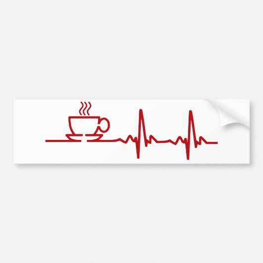Autocollant De Voiture Battement de coeur ECG de café de matin (Devant)