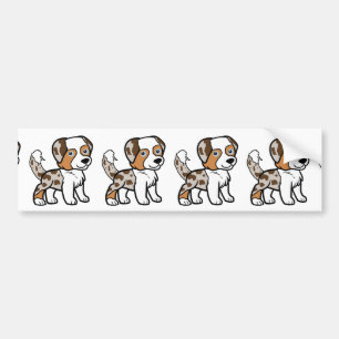 Autocollant De Voiture Berger américain miniature rouge merle avec queue