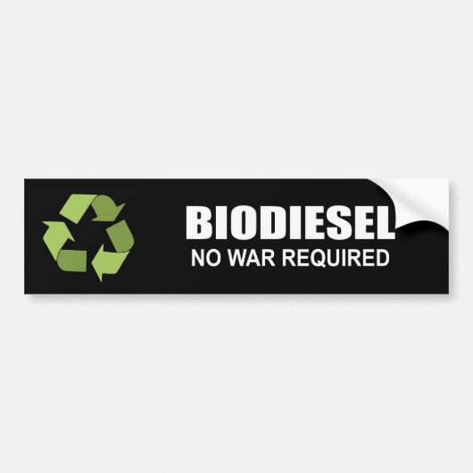 Autocollant De Voiture Biodiesel : Aucune guerre requise (Devant)