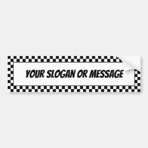 Autocollant De Voiture Black and White Checkers Border Your Slogan