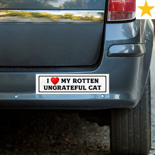 Autocollant De Voiture Blague de chat drôle J'adore mon chat pourri ingra