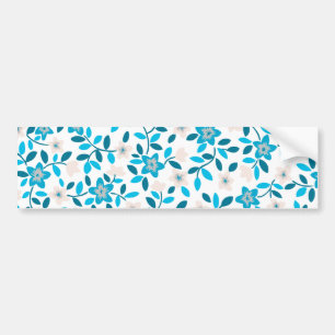 Autocollant De Voiture Bleu blanc mignon fleurs printanières sans couture