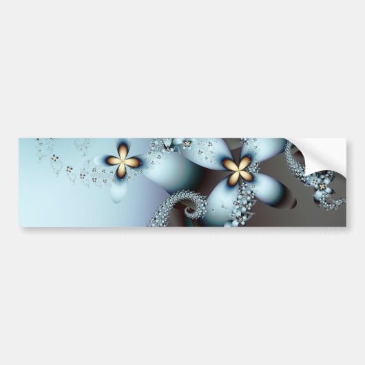 Autocollant De Voiture Blue Gold Cute Abstrait Floral (Devant)