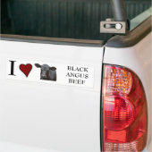 Autocollant De Voiture Boeuf noir d'Angus - conception de coeur d'amour (Sur camion)
