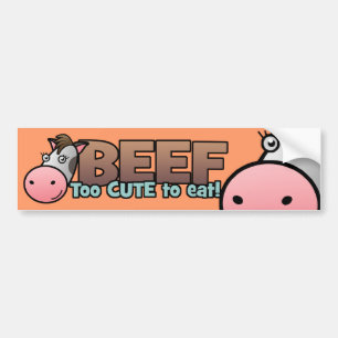 Autocollant De Voiture Boeuf : Trop mignon pour manger