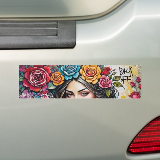 Autocollant De Voiture Boho Floral "Back Off" (En voiture)