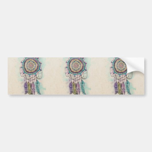 Autocollant De Voiture Boho Watercolor Mandala Dreamcatcher (Devant)