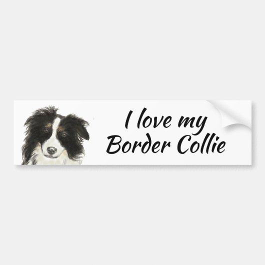 Autocollant De Voiture Bordure Collie Chien Aimer ma citation (Devant)
