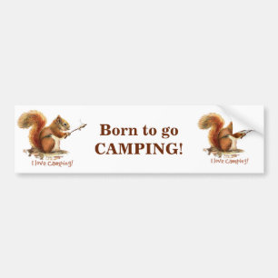Autocollant De Voiture BORN TO GO CAMPING Fun Squirl Cute Animal quota