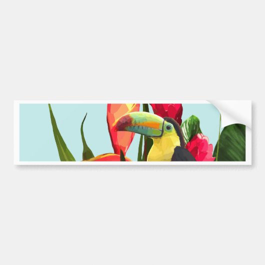 Autocollant De Voiture Bouquet Feuille de banane tropicale du Toucan (Devant)