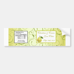 Autocollant De Voiture Bouteille d'eau Étiquette Lime Green Pear Swirls