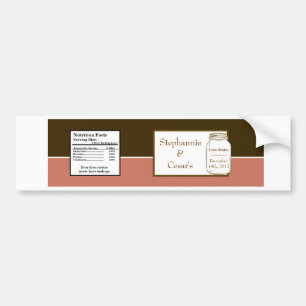 Autocollant De Voiture Bouteille d'eau Étiquette rose/Brown Mason jarres