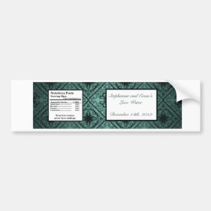 Autocollant De Voiture Bouteille d'eau Étiquette Turquoise Ornate Damask