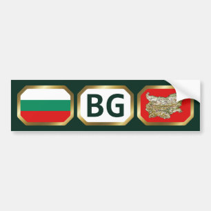 Autocollant De Voiture Bouton du code de la carte du drapeau de Bulgarie