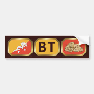 Autocollant De Voiture Bouton du code de la carte du drapeau du Bhoutan