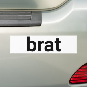 Autocollant De Voiture Brat typographie moderne drôle cool noir blanc