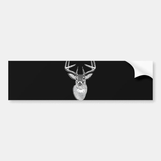 Autocollant De Voiture Buck sur la tête de cerf de queue blanche noire (Devant)