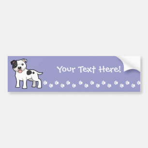 Autocollant De Voiture Bull-terrier du Staffordshire de bande dessinée