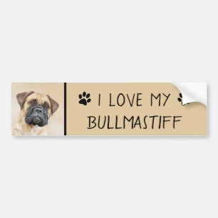 Autocollant De Voiture Bullmastiff Painting - Cute Original Dog Art
