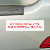 AUTOCOLLANT DE VOITURE BUMPER-HEAVEN NE ME VEUT PAS (En voiture)
