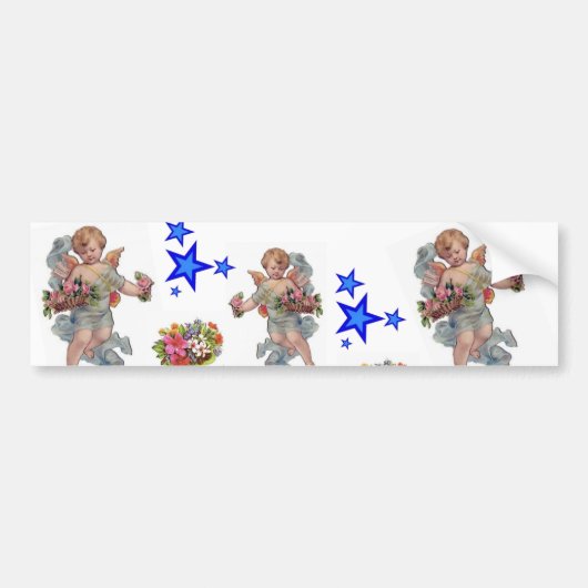 Autocollant De Voiture Bumper Sticker Angels Blue Stars (Devant)