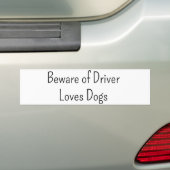 Autocollant De Voiture Bumper Sticker Beware of Driver Loves Dogs  (En voiture)