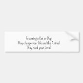 Autocollant De Voiture Bumper Sticker Fostering Cat & Dog (Devant)
