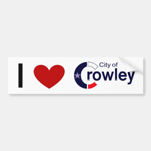Autocollant De Voiture Bumper Sticker - J'aime Crowley, TX (Devant)