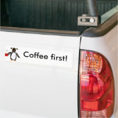 Autocollant De Voiture Café potable de pingouin drôle (Sur camion)