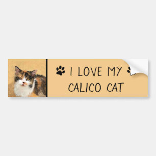 Autocollant De Voiture Calico Cat Painting - Cute Original Cat Art
