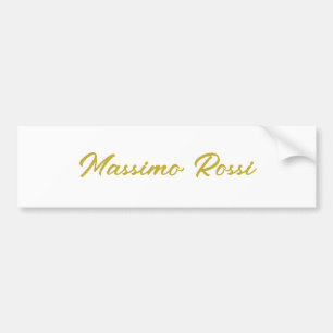 Autocollant De Voiture Calligraphie Élégant Or Blanc Simple Nom
