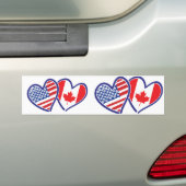 Autocollant De Voiture Canadien et coeurs de drapeau de l'Amérique (En voiture)