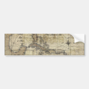 Autocollant De Voiture Caraïbes - ancienne carte
