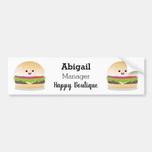 Autocollant De Voiture Caricature de hamburger kawaii joyeux