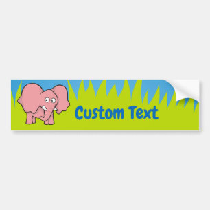 Autocollant De Voiture Caricature d'éléphant rose