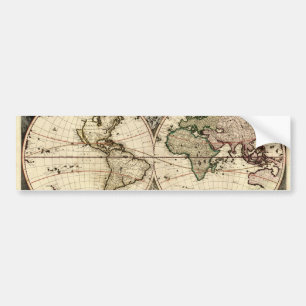 Autocollant De Voiture Carte antique du monde par Nicolao Visscher, circa