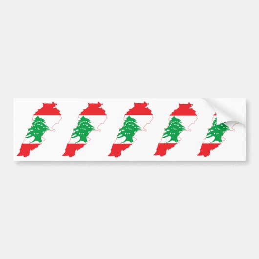 Autocollant De Voiture Carte du drapeau du Liban CINQ (Devant)