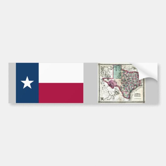 Autocollant De Voiture Carte du Texas et drapeau d'état (Devant)