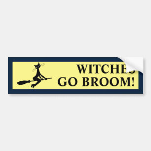 Autocollant De Voiture Cat On Broomstick Bumper Sticker