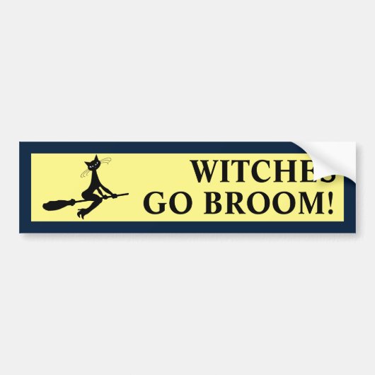 Autocollant De Voiture Cat On Broomstick Bumper Sticker (Devant)
