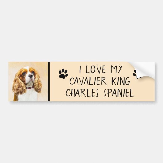 Autocollant De Voiture Cavalier King Charles Spaniel Peinture originale (Devant)