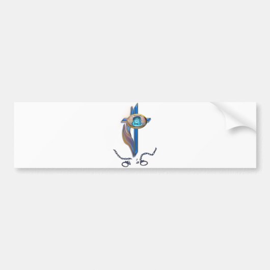 Autocollant De Voiture chaînes brisées de la croix chrétienne (Devant)