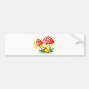 Autocollant De Voiture Champignon rouge de bande dessinée avec les tache