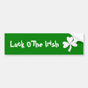 Autocollant De Voiture Chance irlandaise du jour de St Patrick blanc de
