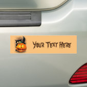 Autocollant De Voiture Chat Fun Halloween Caractère mordant un Citrouille (En voiture)