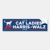 Autocollant De Voiture Chat Ladies for Harris Walz 2024 (Devant)
