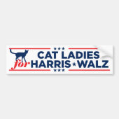 Autocollant De Voiture Chat Ladies for Harris Walz 2024 (Devant)