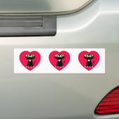Autocollant De Voiture Chat noir dans le coeur rouge (En voiture)